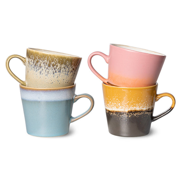 סט כוסות קפוצ'ינו מקרמיקה בצבעים שונים METEOR